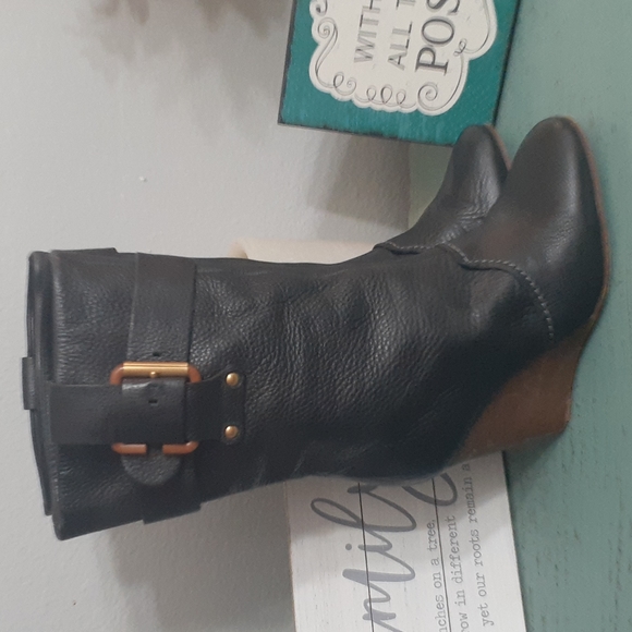 CHLOE BLACK LESTHER WEDGE BOOTS SZ 38 EUR - Picture 2 of 6